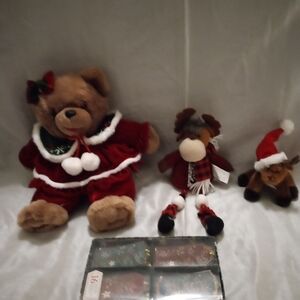 Festive Plush Bear and Reindeers & Gift Label Tags